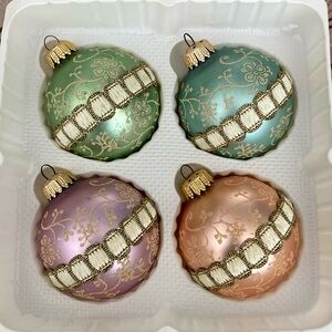 Four Vintage Pastel glass ornaments